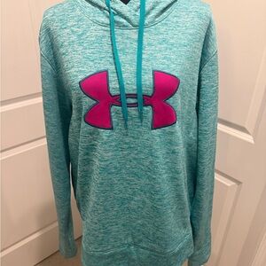 Under Armour Aqua Hoodie with Magenta Emblem